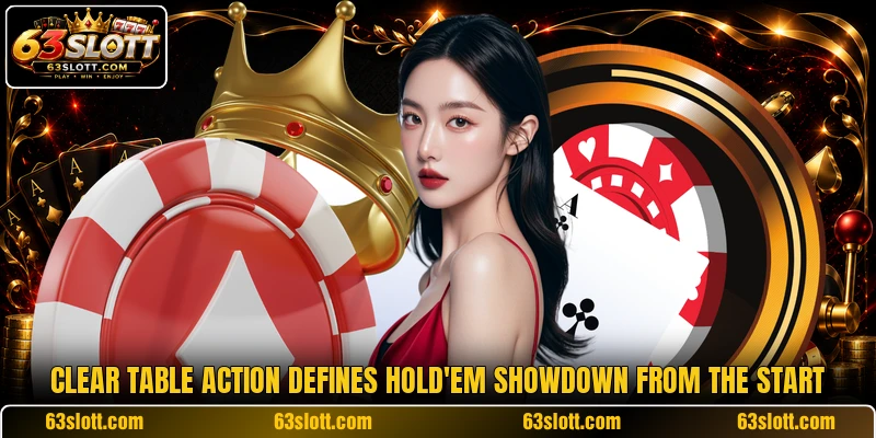 Clear table action defines hold'em showdown from the start Clear table action defines hold'em showdown from the start