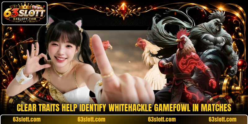 Clear traits help identify Whitehackle Gamefowl in matches Clear traits help identify Whitehackle Gamefowl in matches