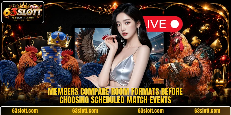 Members compare room formats before choosing scheduled match events