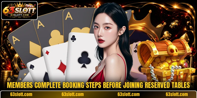 Members complete booking steps before joining reserved tables Members complete booking steps before joining reserved tables